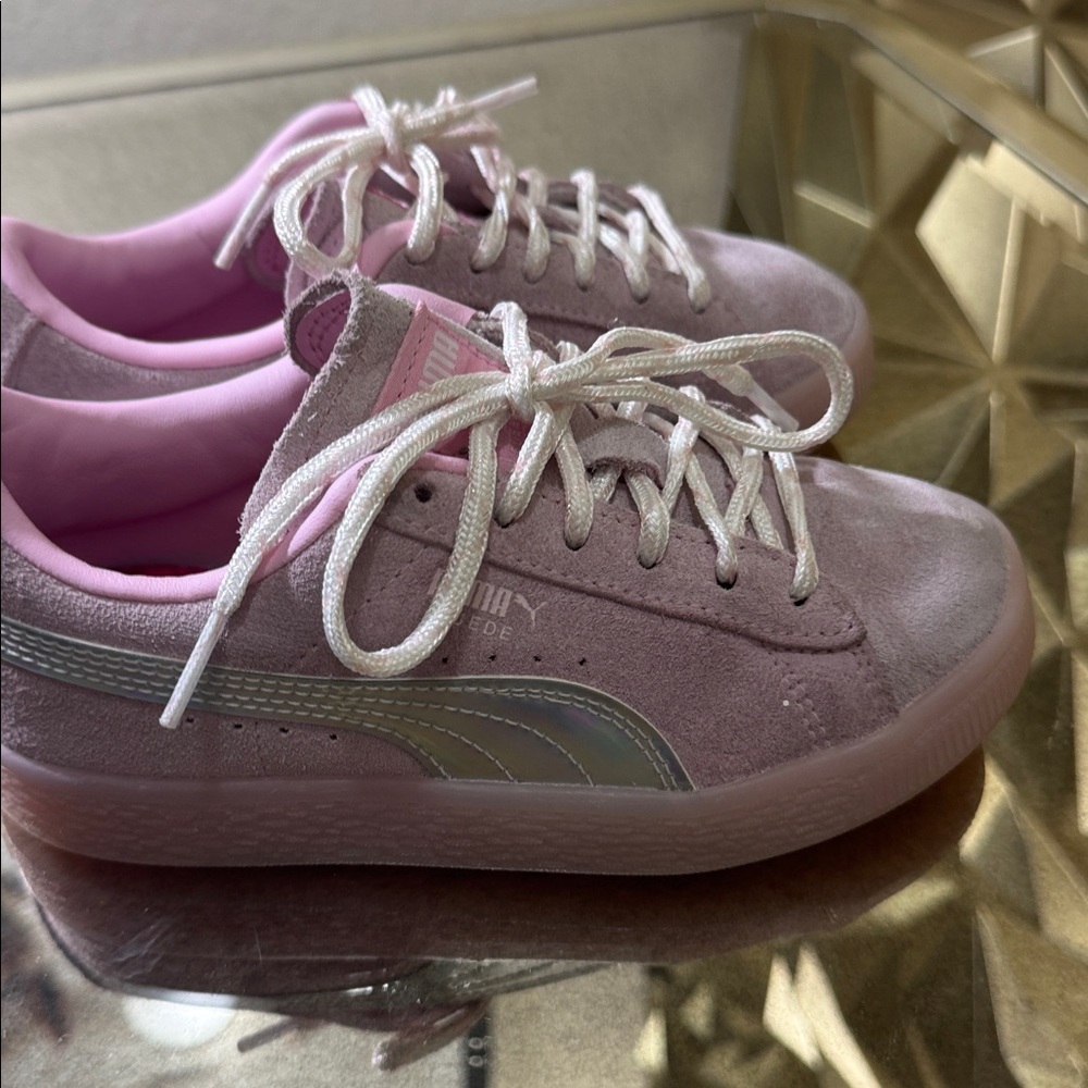 Pink  lol  Suede Sneakers with White Laces - Picture 5 of 7